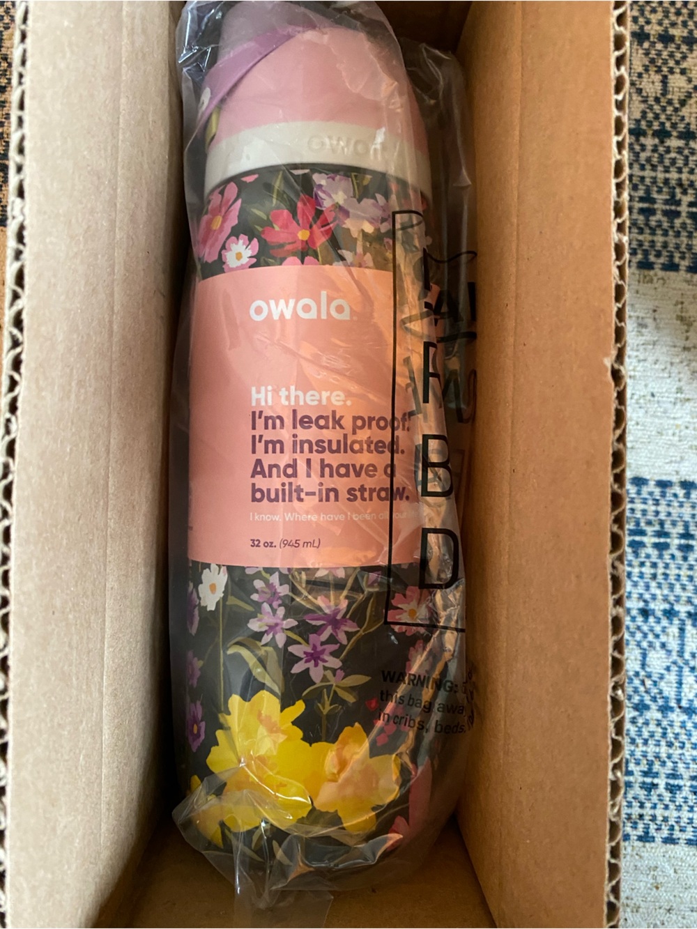New Owala Painted Meadow Pink Tumbler Bottle 32oz Urban Outfitters Flower 32 oz